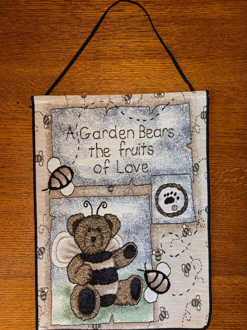Boyds Bears Brown, Black, Cream Bee-Themed Wall Hanging